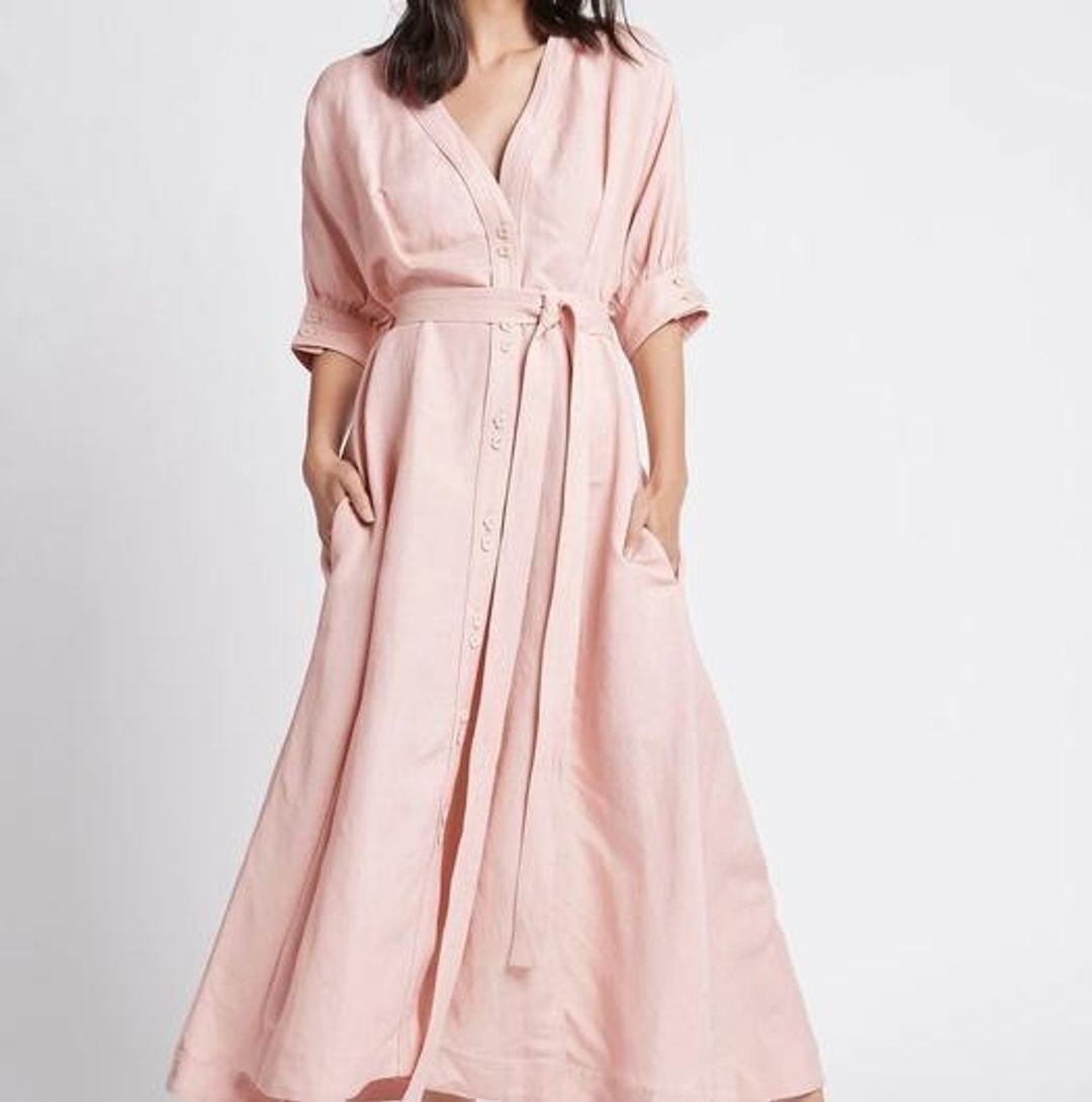 Aje Ennoble Midi Dress Pink Size 6 for rent on The Volte - main image