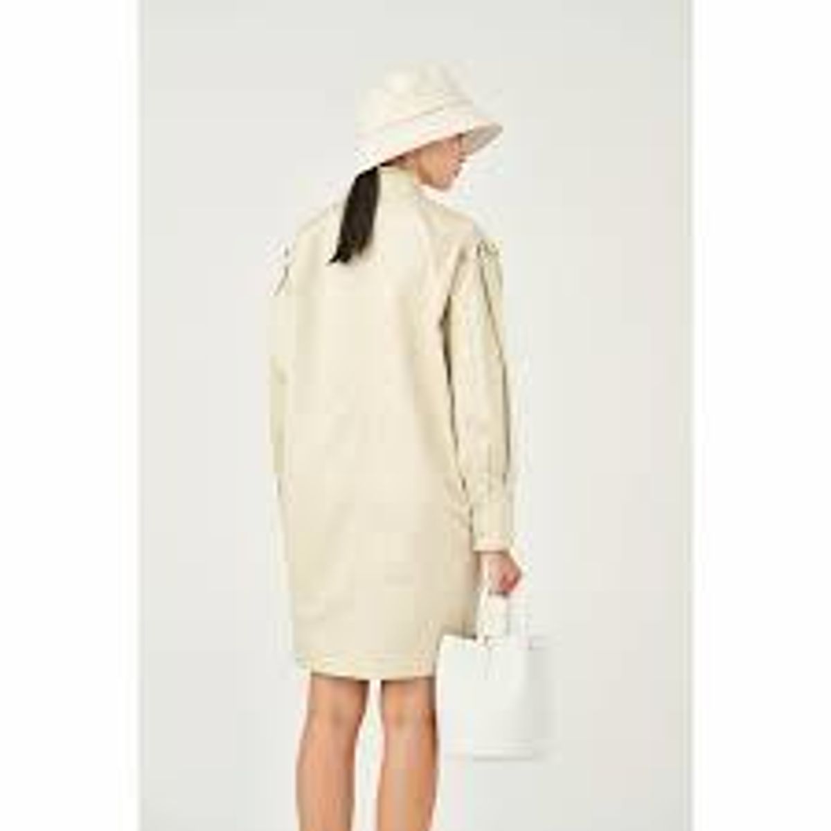 Oroton Cotton Linen Full Sleeve Tunic Dress Cream Size 8 - Image 4