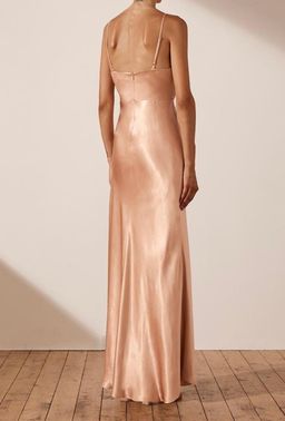 Shona Joy La Lune Cross Draped Maxi Dress Desert Rose Size 8 for rent on The Volte - image 2