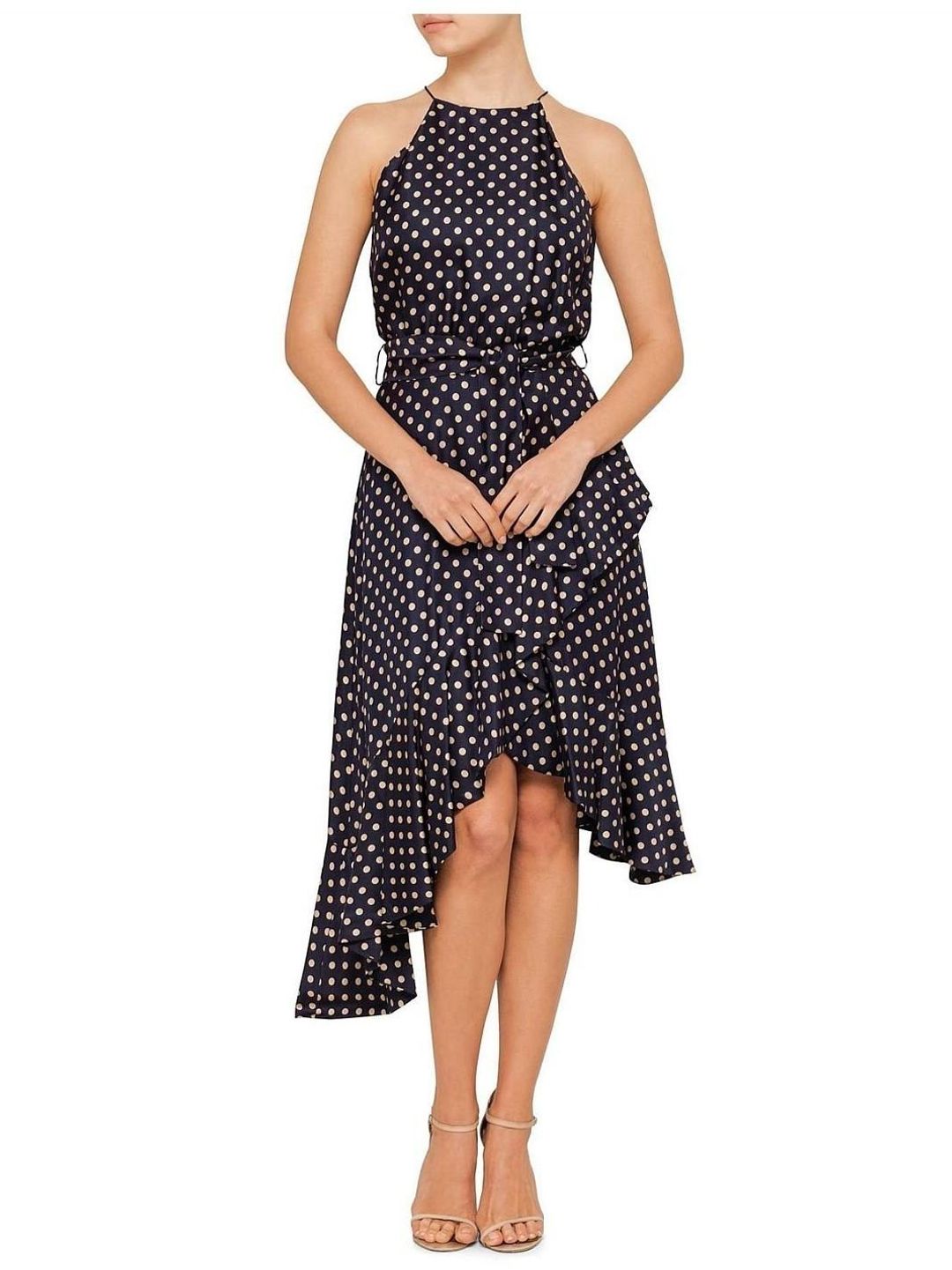 Zimmermann Rife Flounce Picnic Midi Dress Navy/Mustard Print Size 0 / AU 8 for rent on The Volte - main image