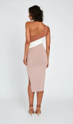 By Johnny Taupe Tone Knit Midi Dress Brown Size 6 for rent on The Volte - image 2