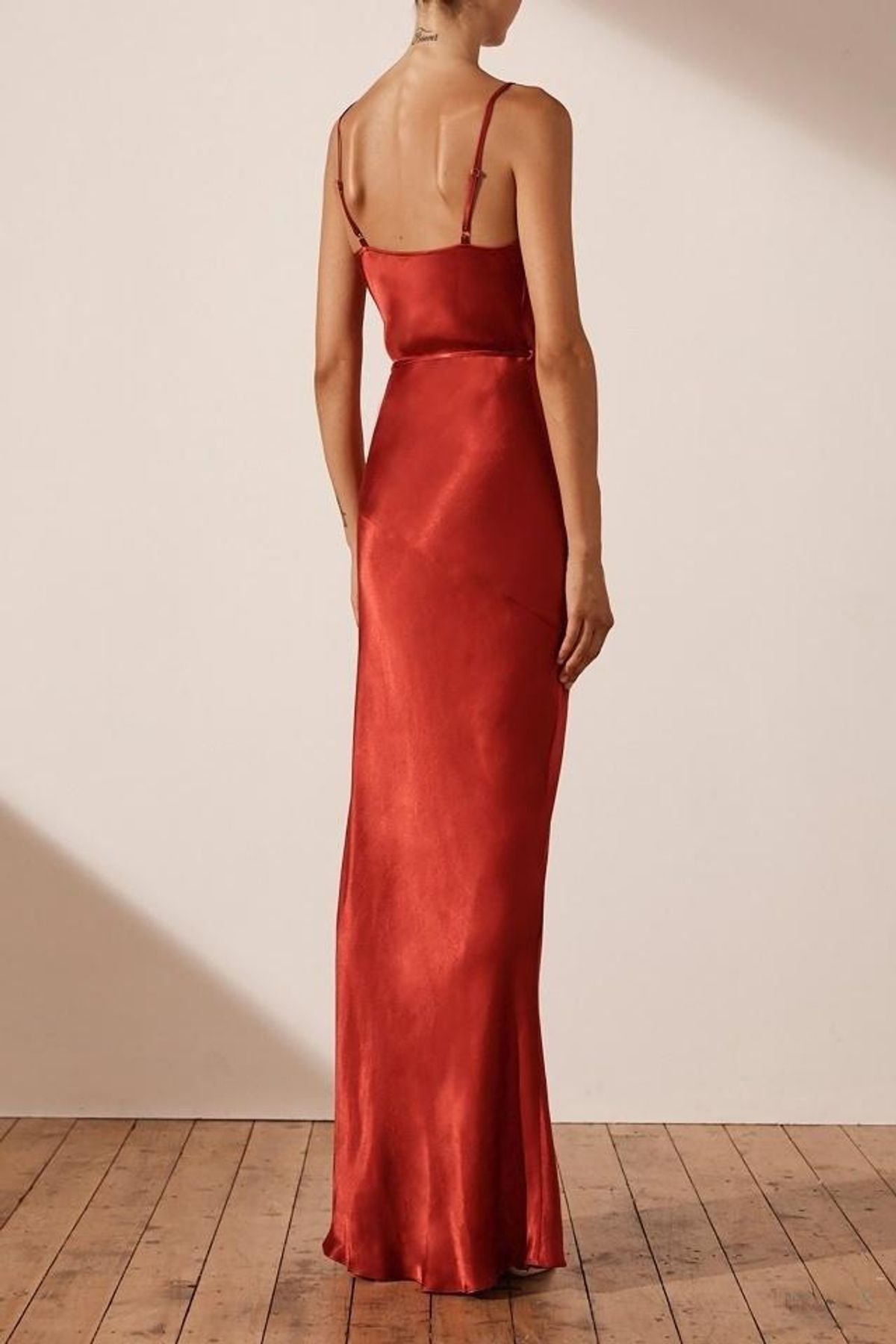 Shona Joy La Lune Bias Cowl Midi Dress Dark Red Size 8 - Image 2