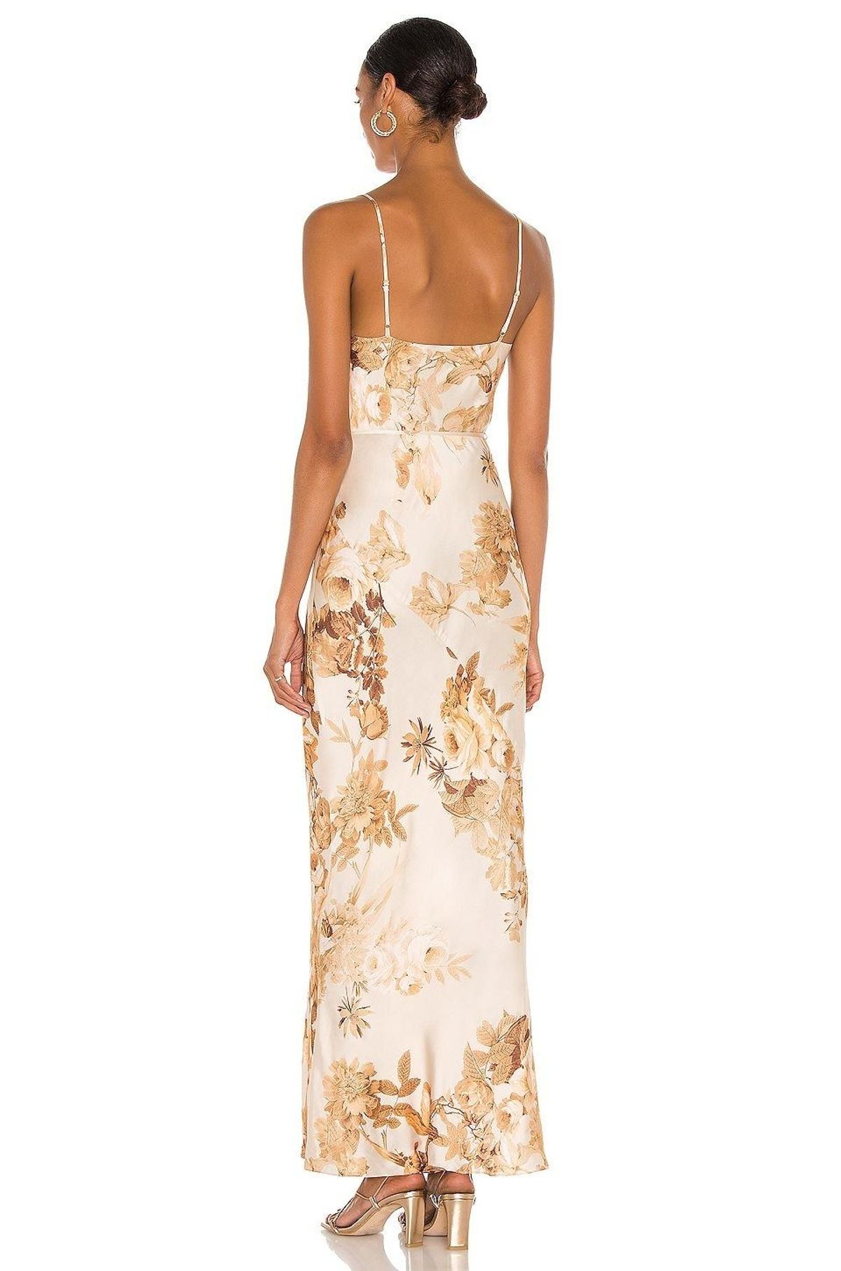 Shona Joy Ines Bias Cowl Maxi Dress Gold Multi Size 8 - Image 2