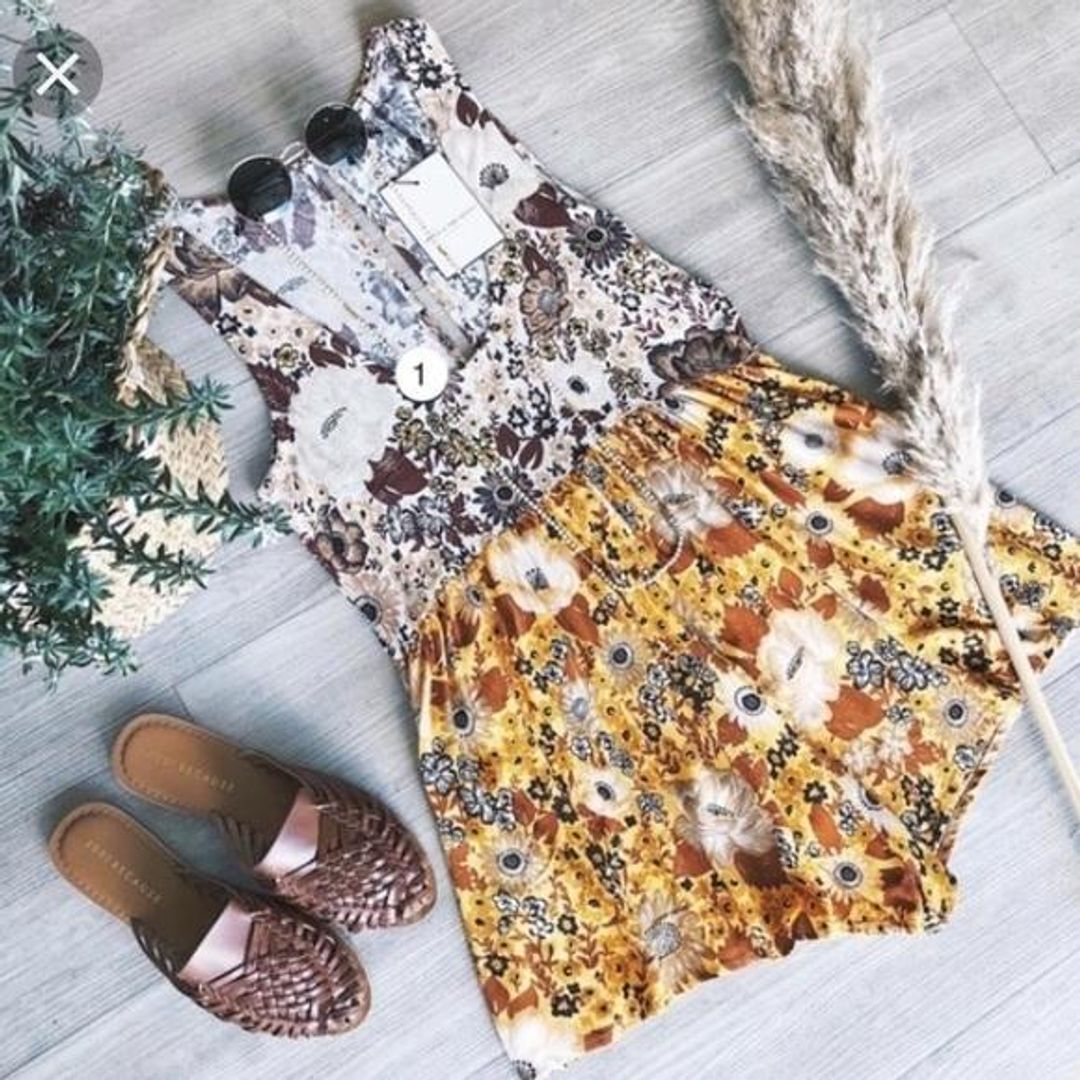 Spell // Desert Daisy Romper ~ Mustard for rent on The Volte - main image