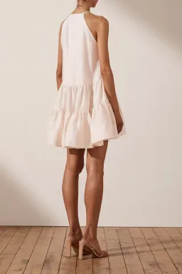 Shona Joy Margaux Linen Sleeveless Tuxedo Mini Dress Ecru Size 8 for rent on The Volte - image 2
