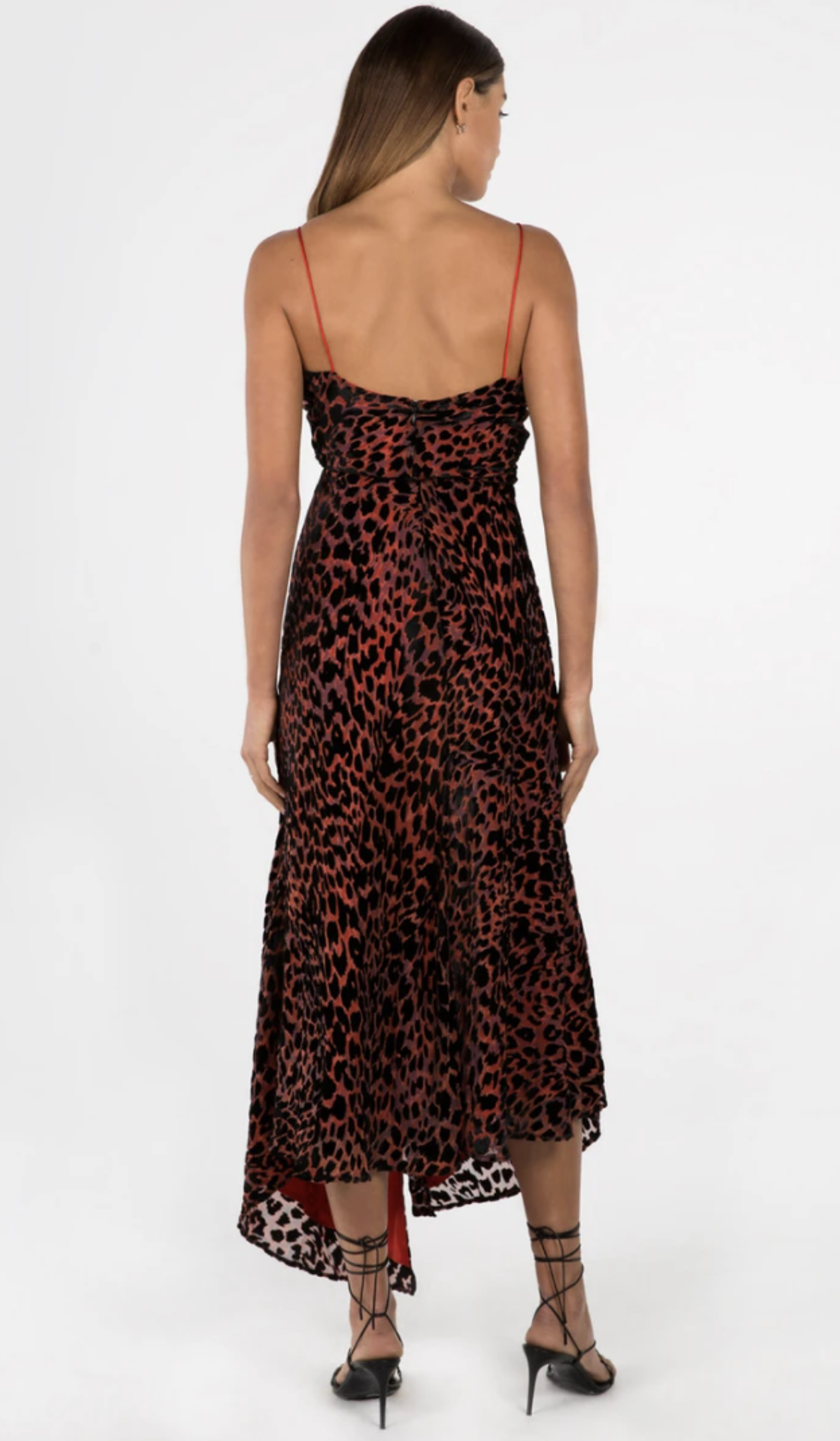 Misha Harpa Dress Red Leopard Size 8 - Image 3