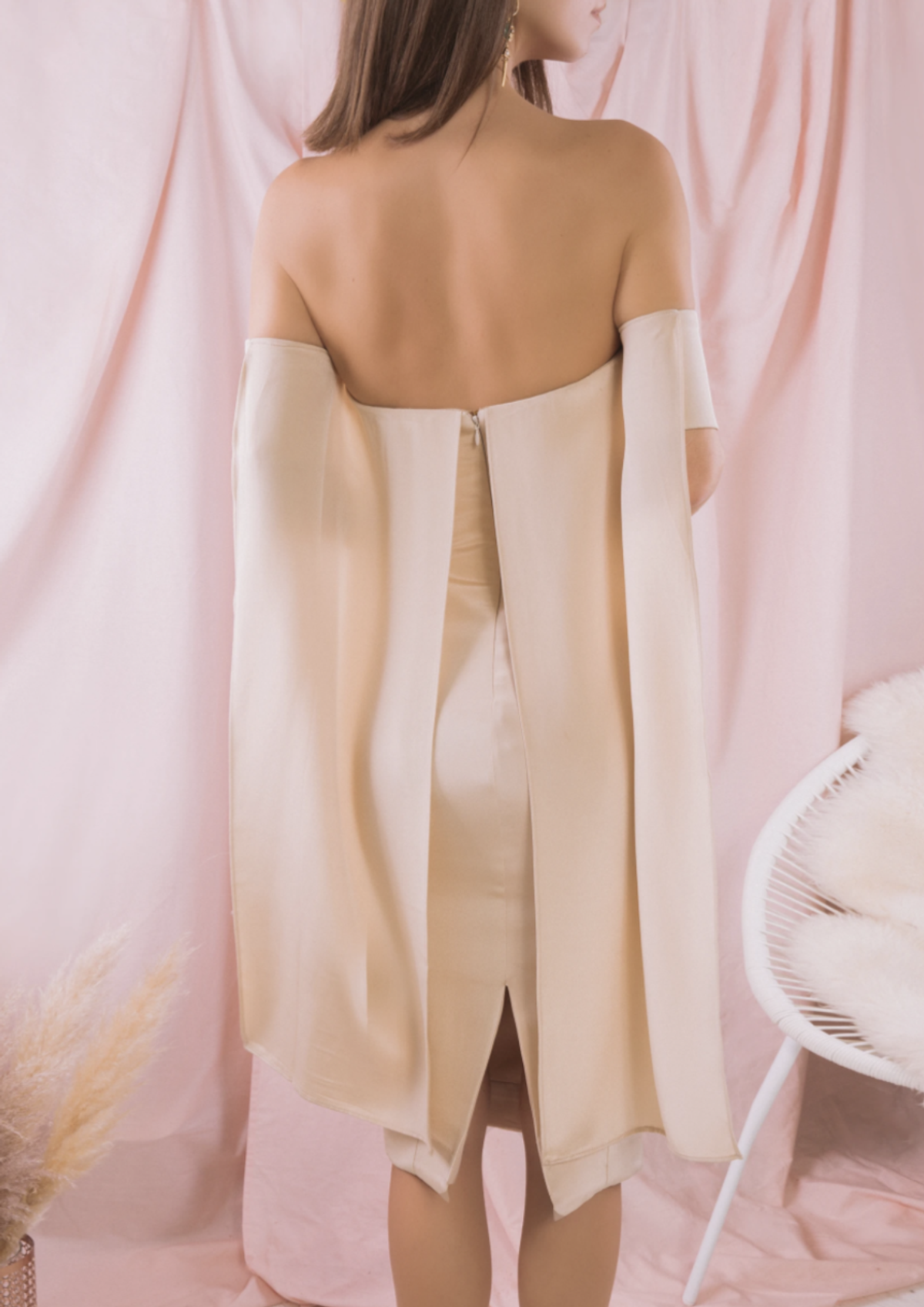 Misha Giselle Silk Dress Cream Size 8 - Image 3