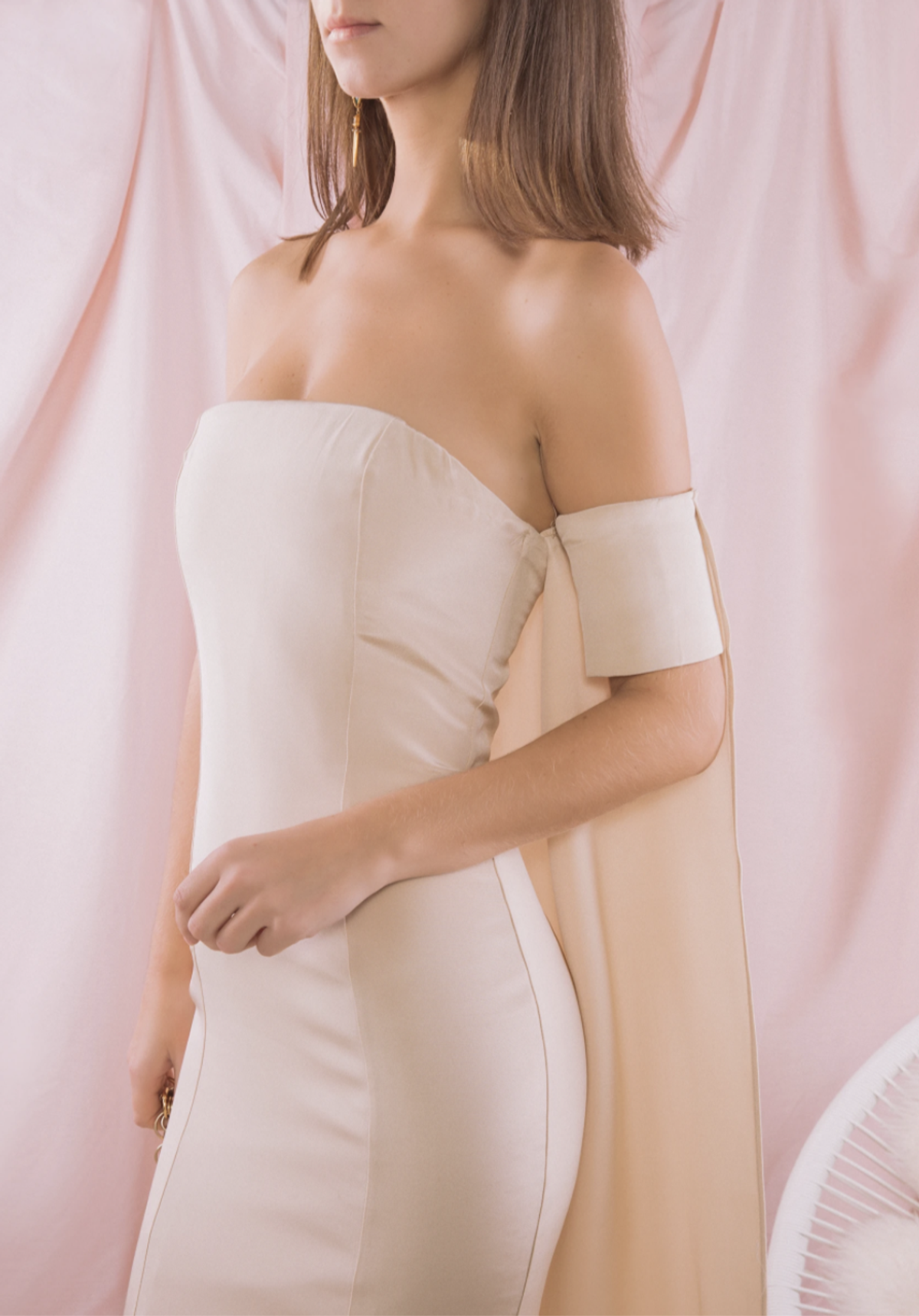 Misha Giselle Silk Dress Cream Size 10 - Image 3