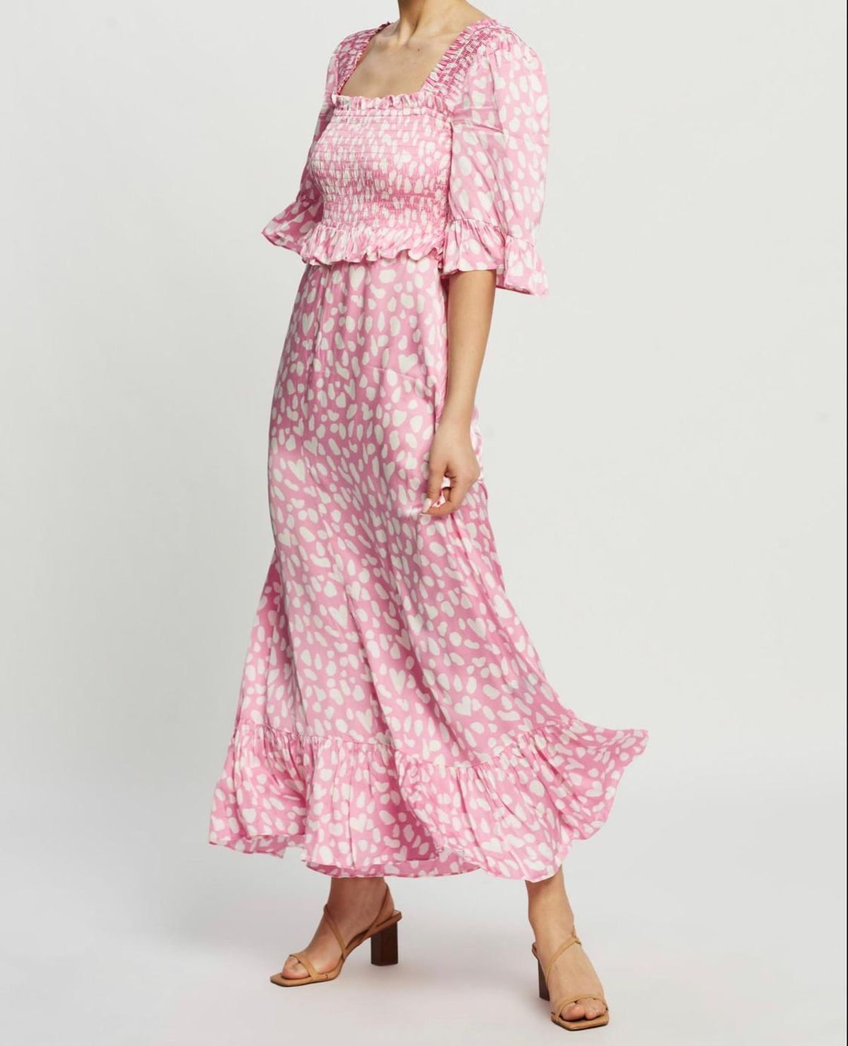Kitri Ara Printed Satin Dress Pink Size 12 for rent on The Volte - main image
