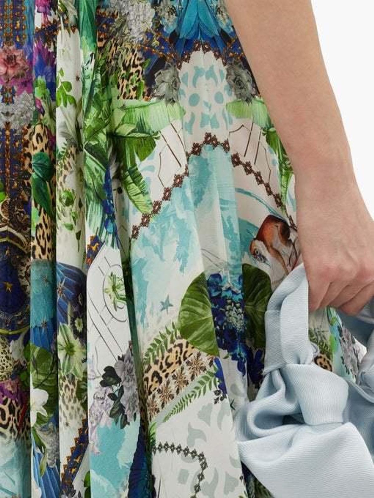 Camilla Leopard and Floral Print Silk Maxi Dress Green Size 10 - Image 4