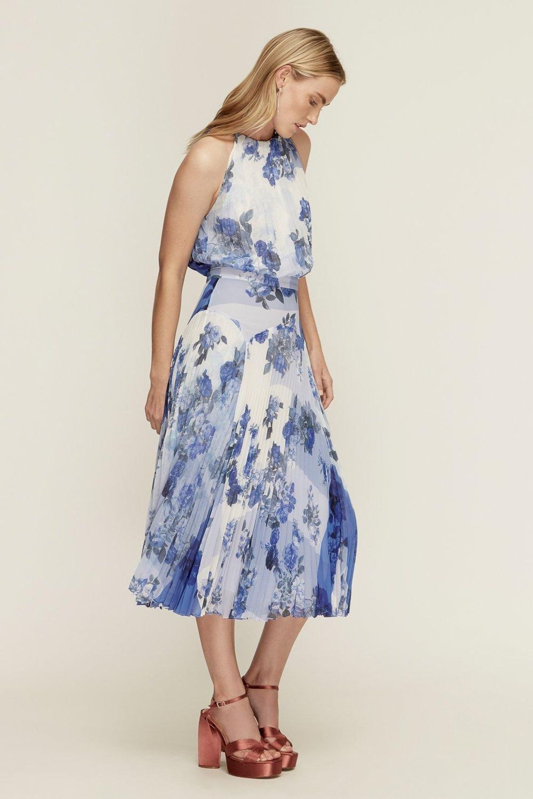 Lover Collage Pleat Midi Dress Size 10 for rent on The Volte - main image