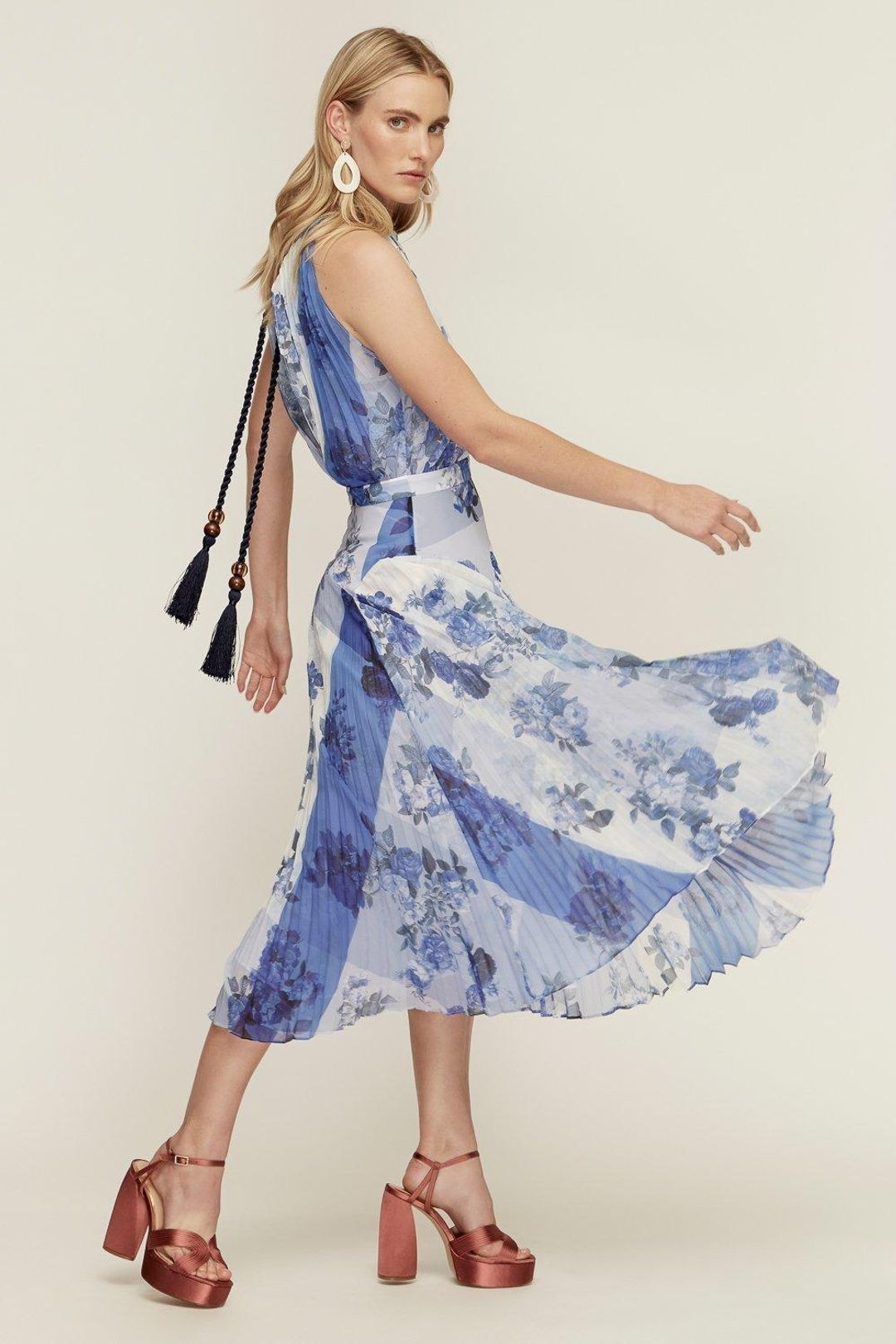 Lover Collage Pleat Midi Dress Size 10 for rent on The Volte - main image