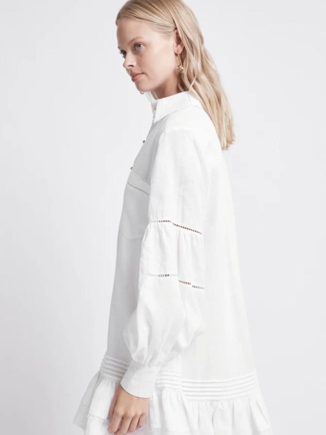Aje Litus Shirt Dress White Size 14 for rent on The Volte - main image
