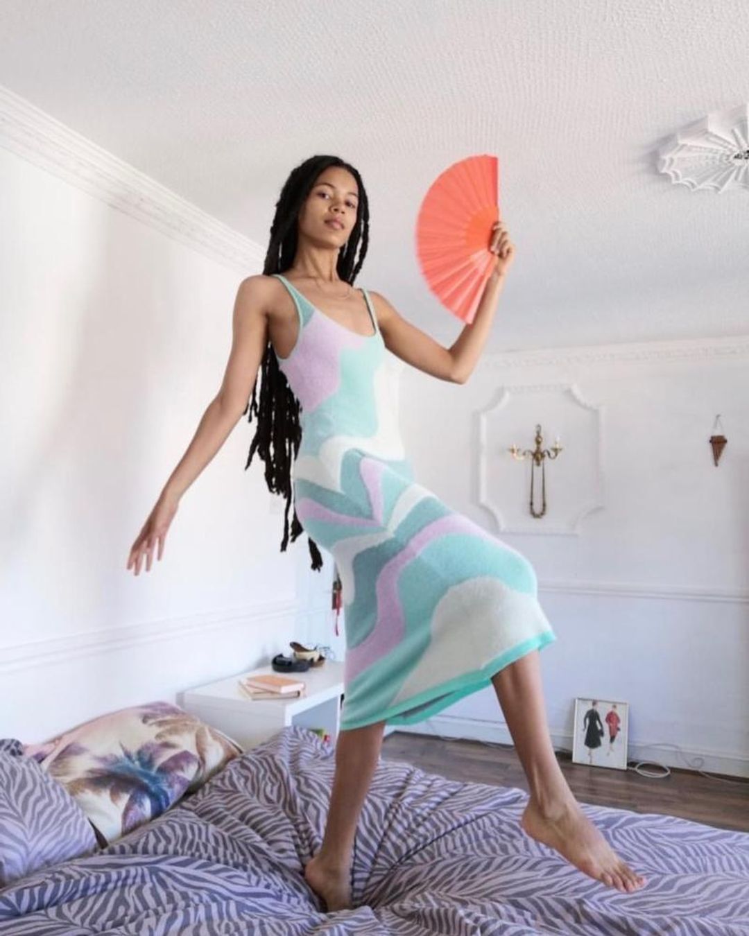 House of Sunny Good Vibrations Midi Dress Multi Size 8 for rent on The Volte - main image