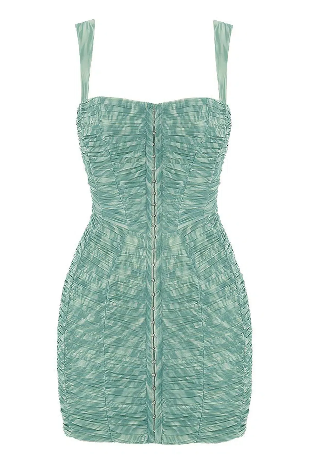 House of CB Cate Ivy Print Ruched Mesh Mini Dress Green Size M / Au 10 - Image 5