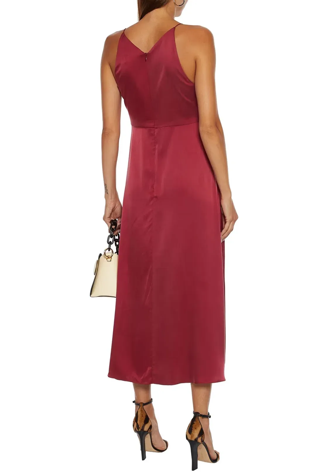 Zimmermann Silk Ruched Picnic Midi Dress Wine Red Size 8 for rent on The Volte - main image