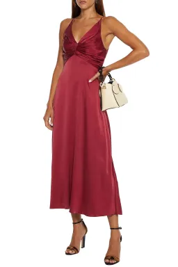 Zimmermann Silk Ruched Picnic Midi Dress Wine Red Size 8 for rent on The Volte - image 1