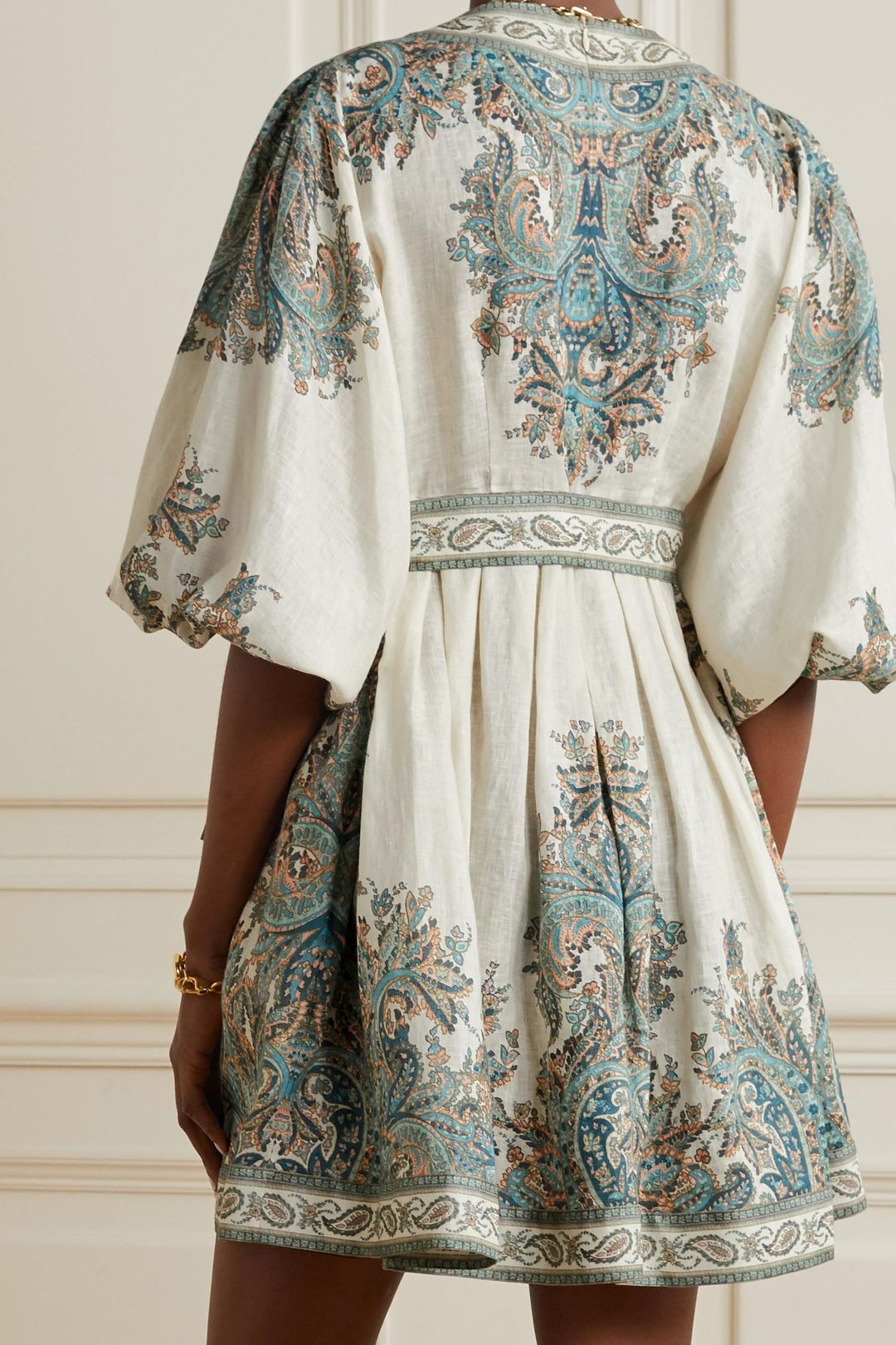 Zimmermann Brighton Paisley Mini Dress Turquoise Paisley Size 6 for rent on The Volte - main image