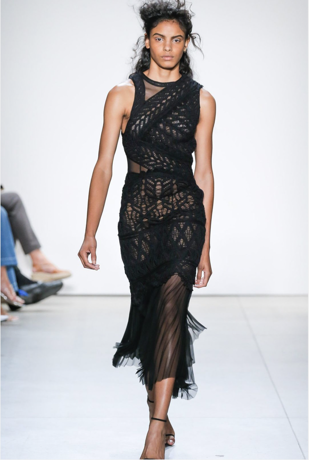 Macrame Knit Asymmetric Dress Black Size 8 for rent on The Volte - main image