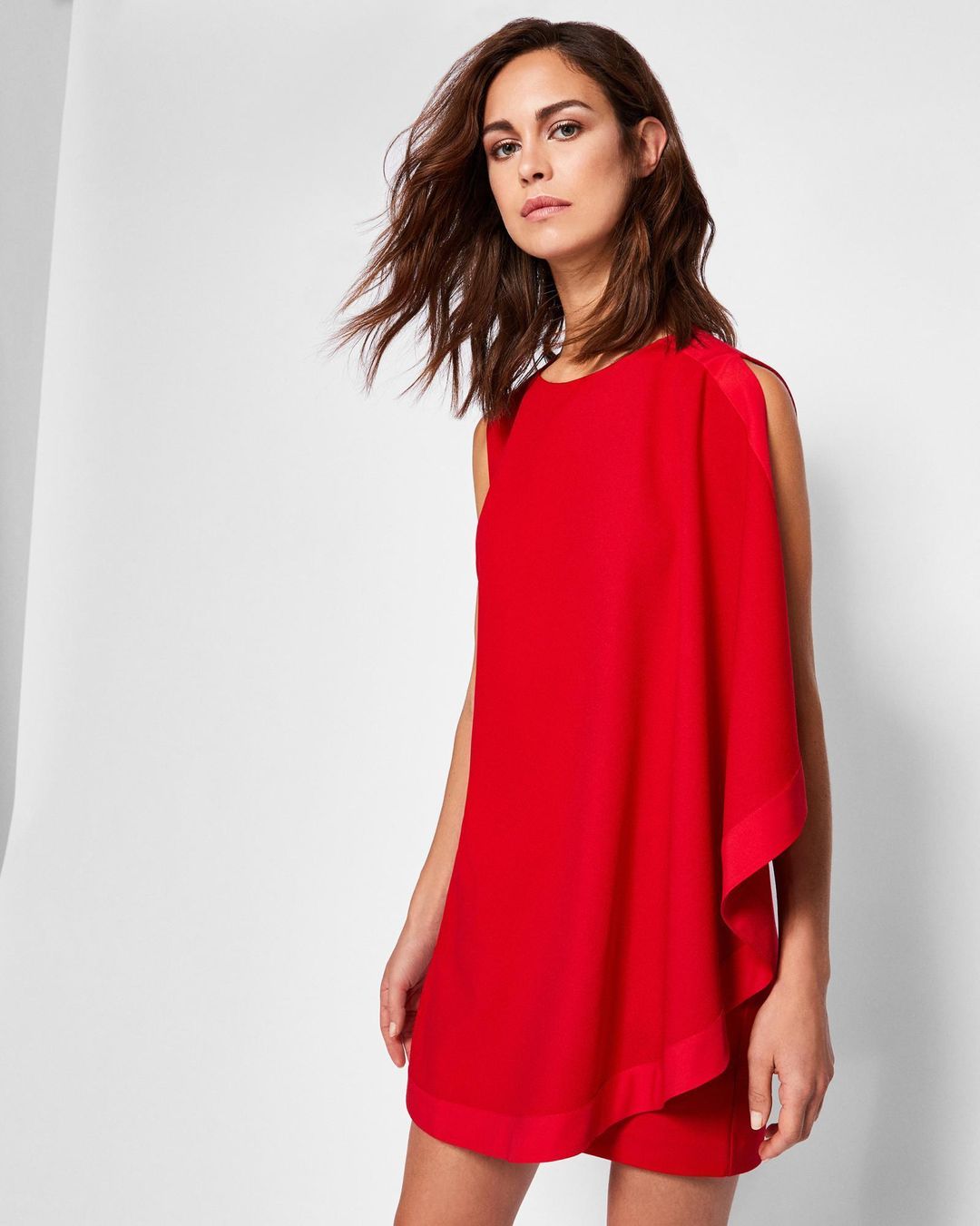 Ted Baker Bolty One-sided Draped Tunic Dress Red Size 12 for rent on The Volte - main image