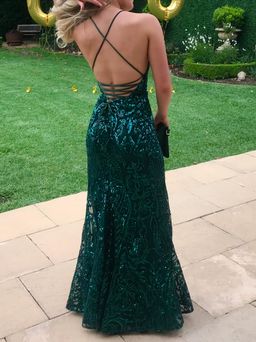 Alamour Genelle Emerald Sequin Gown Size 8 for rent on The Volte - image 2