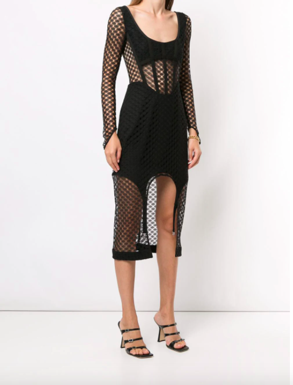 Dion Lee Mesh Sheer Asymmetric Dress Black Size 4 - Image 2