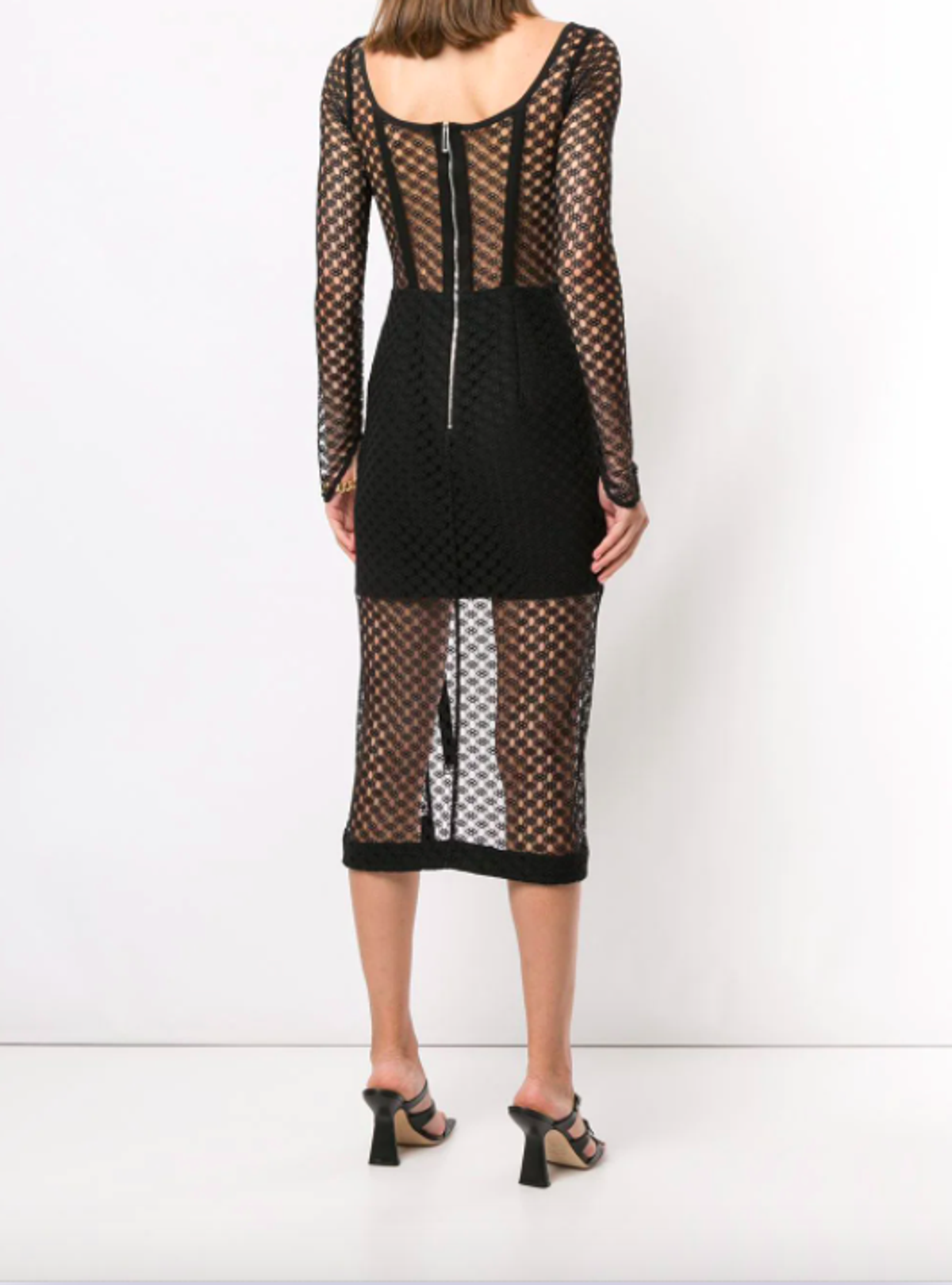 Dion Lee Mesh Sheer Asymmetric Dress Black Size 4 - Image 3