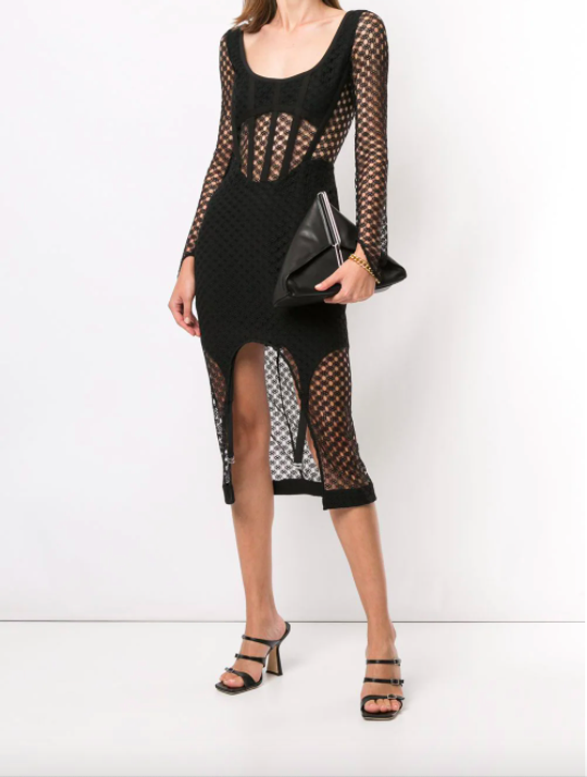 Dion Lee Mesh Sheer Asymmetric Dress Black Size 4 - Image 1