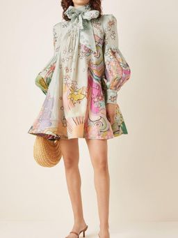 Zimmermann Concert Tie Neck Mini Dress Print Size 10 for rent on The Volte - image 2