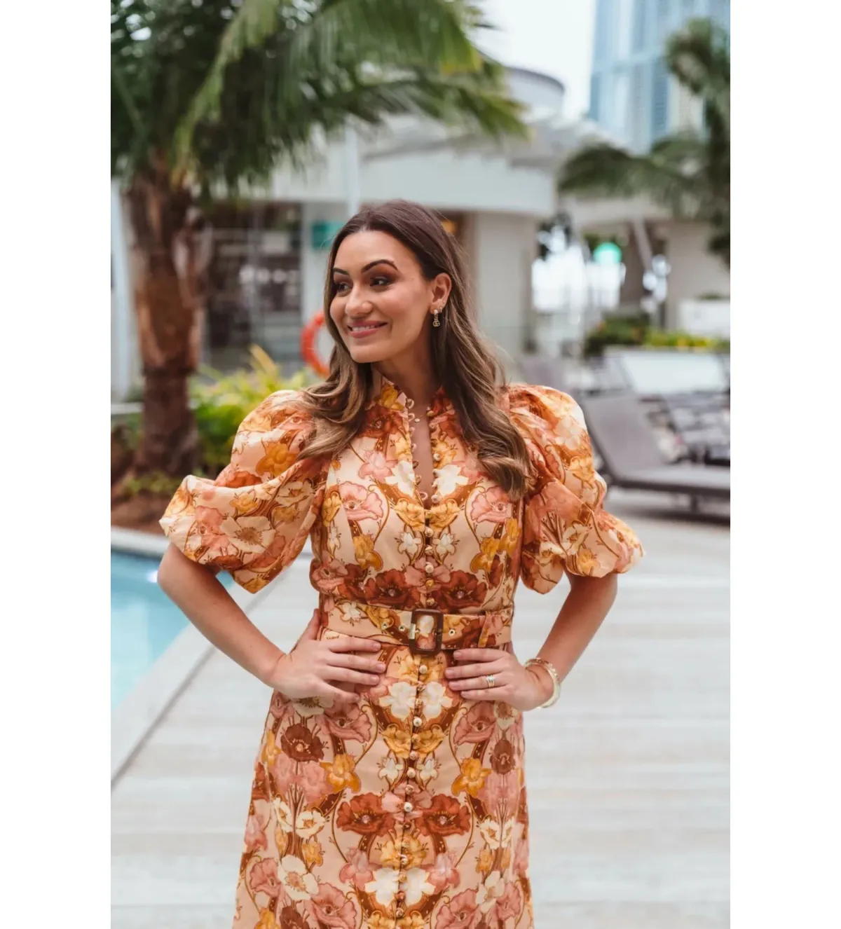 Zimmermann Tempo Puff Sleeve Day Dress in Toffee Nouveau Size 1/AU10 - Image 2