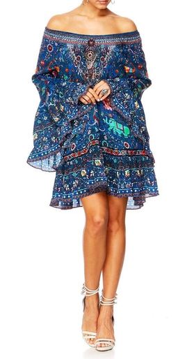 Camilla 'Kindness Kaleidoscope' A line frill dress Blue Size L for rent on The Volte - image 1