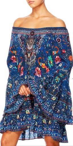 Camilla 'Kindness Kaleidoscope' A line frill dress Blue Size L for rent on The Volte - image 4
