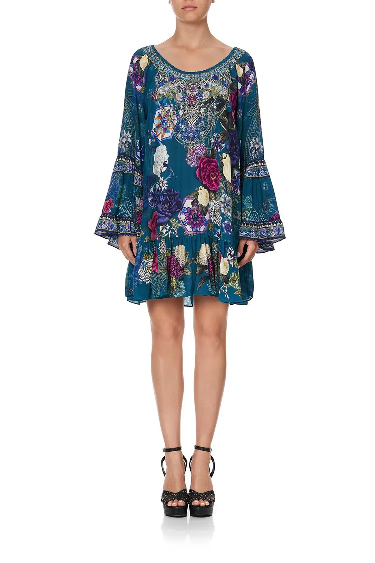 Camilla Lunar Gazing A Line Frill Mini Dress Size L / AU 14 for rent on The Volte - main image
