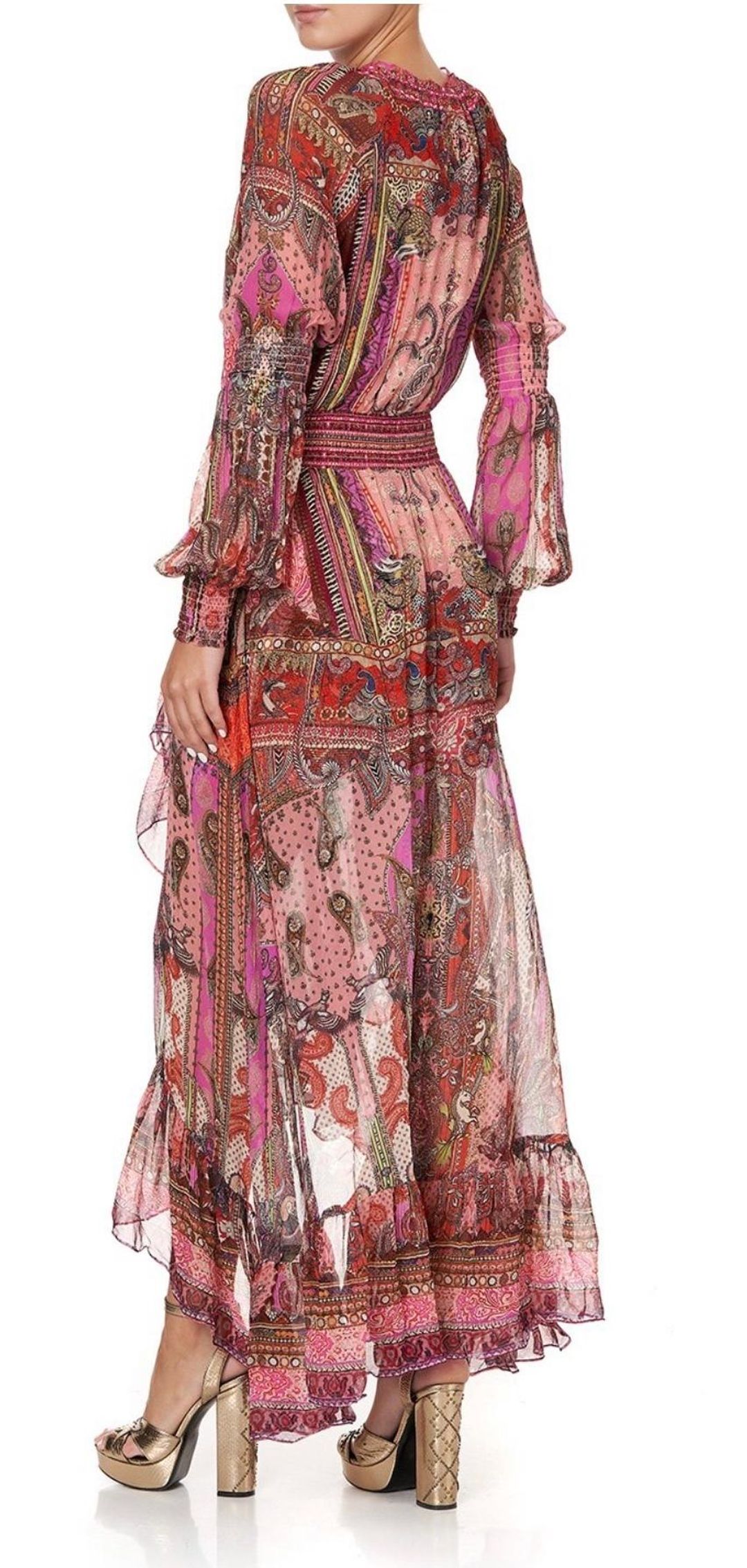 Camilla Lotus Lovers Blouson Sleeve Wrap Dress Size XL / AU 16 for rent on The Volte - main image