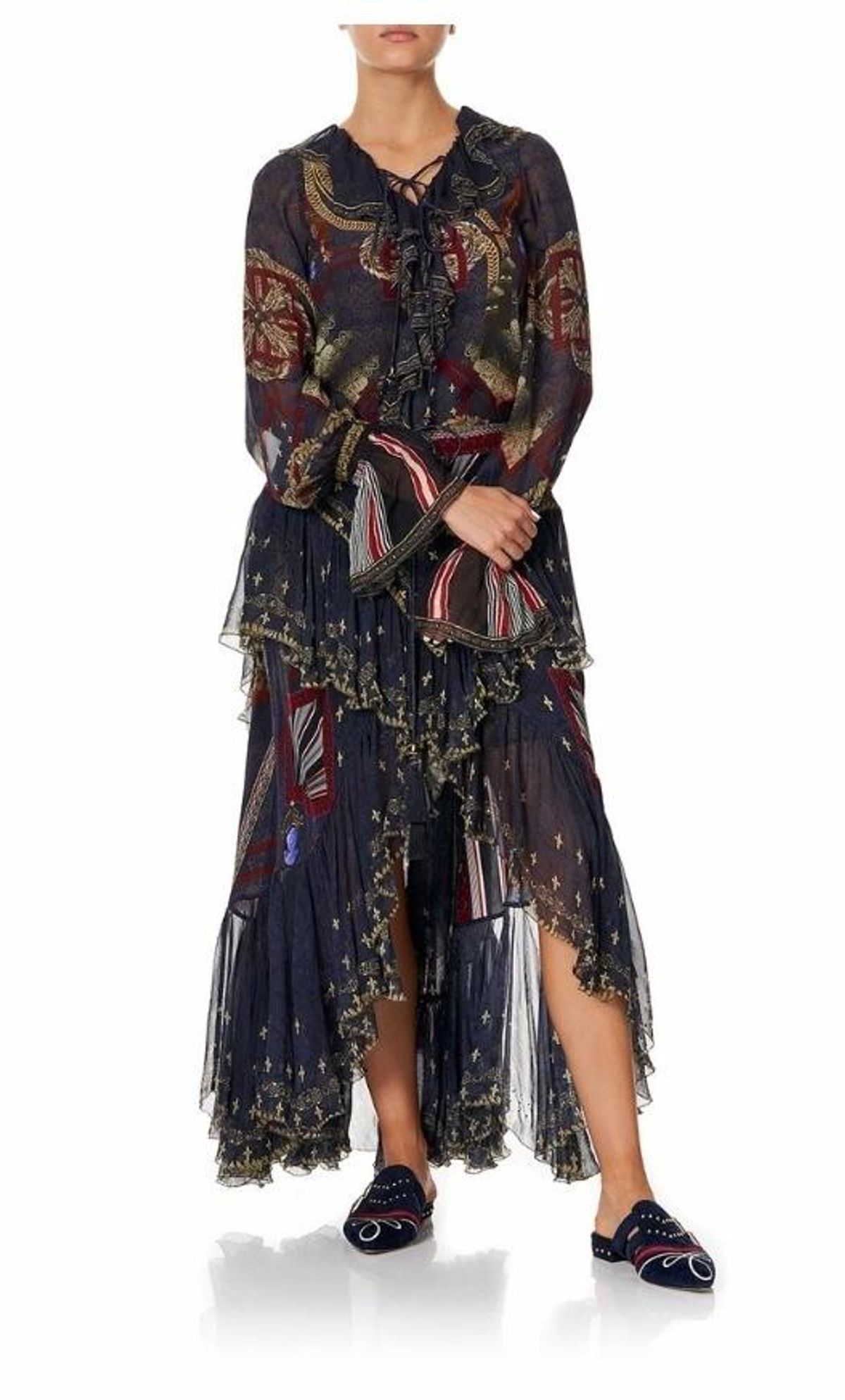 Camilla 'This Charming Woman' double frill skirt and lace up frill blouse Size 14 - Image 1