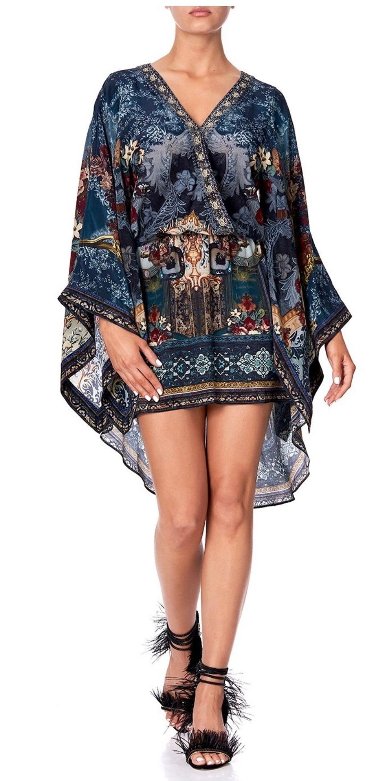 Camilla Hotel Boheme V Neck Kimono Dress Print Size 14 for rent on The Volte - main image