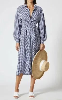 Scanlan Theodore Gingham Wrap Dress Print Size 10 for rent on The Volte - image 4