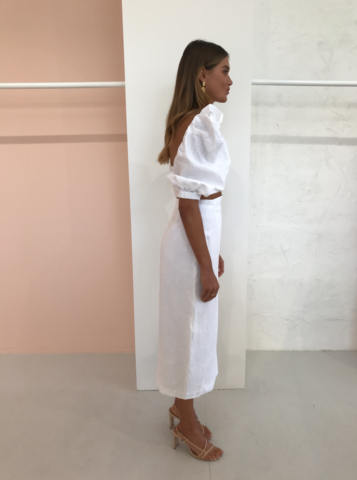 JOSLIN STUDIO HARLOW LINEN WRAP SKIRT & TOP IN OPTICAL WHITE SIZE - Image 3