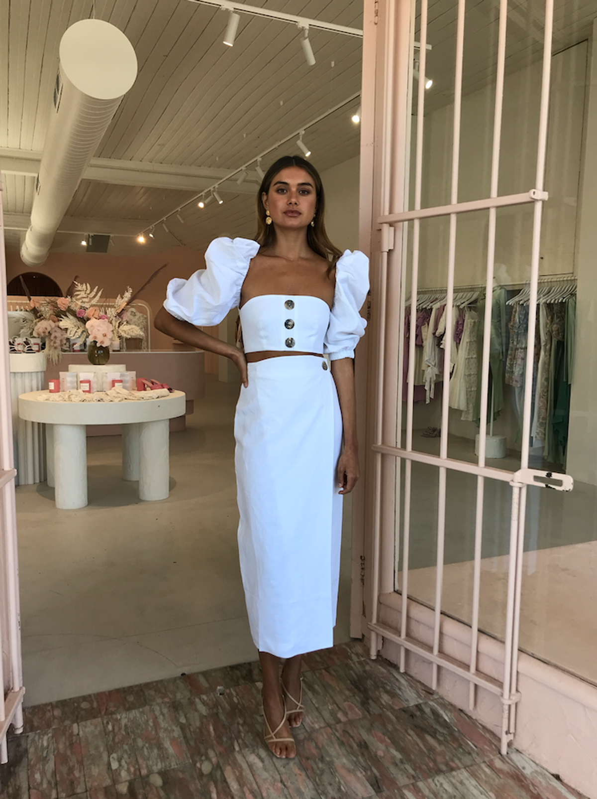 JOSLIN STUDIO HARLOW LINEN WRAP SKIRT & TOP IN OPTICAL WHITE SIZE - Image 1