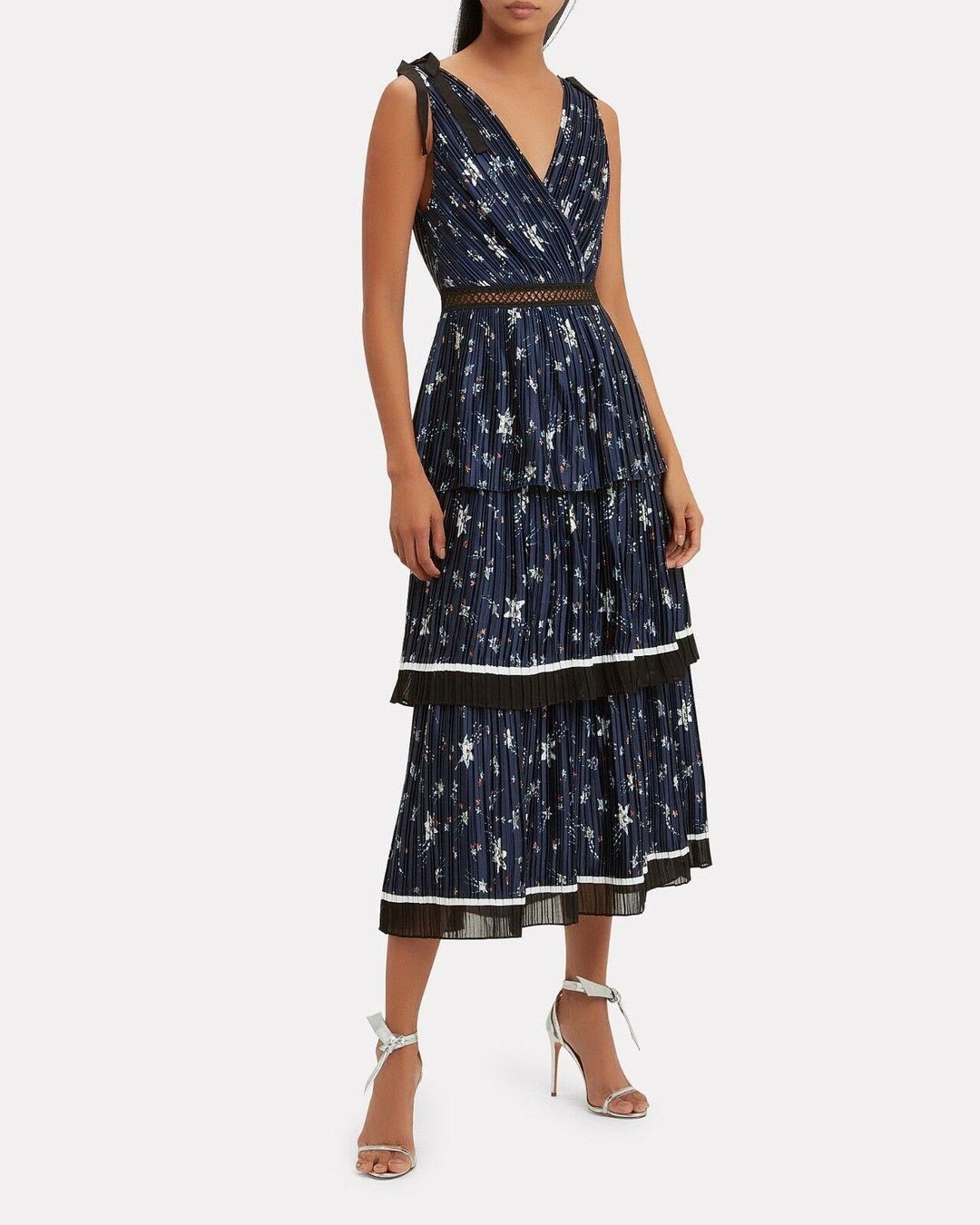 Self Portrait Star Satin Printed Midi Dress for rent on The Volte - main image