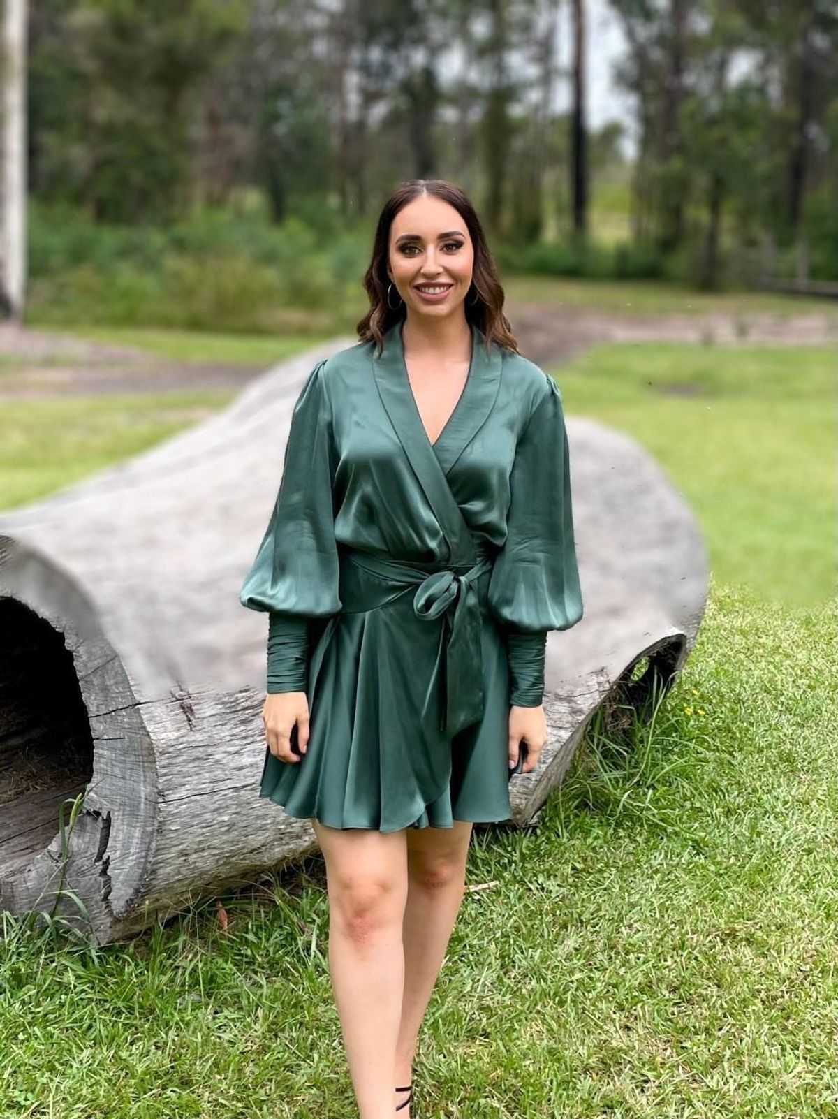 Zimmermann / Silk Mini Wrap Dress / Green / Size 16 / Zim Size 4 - Image 1