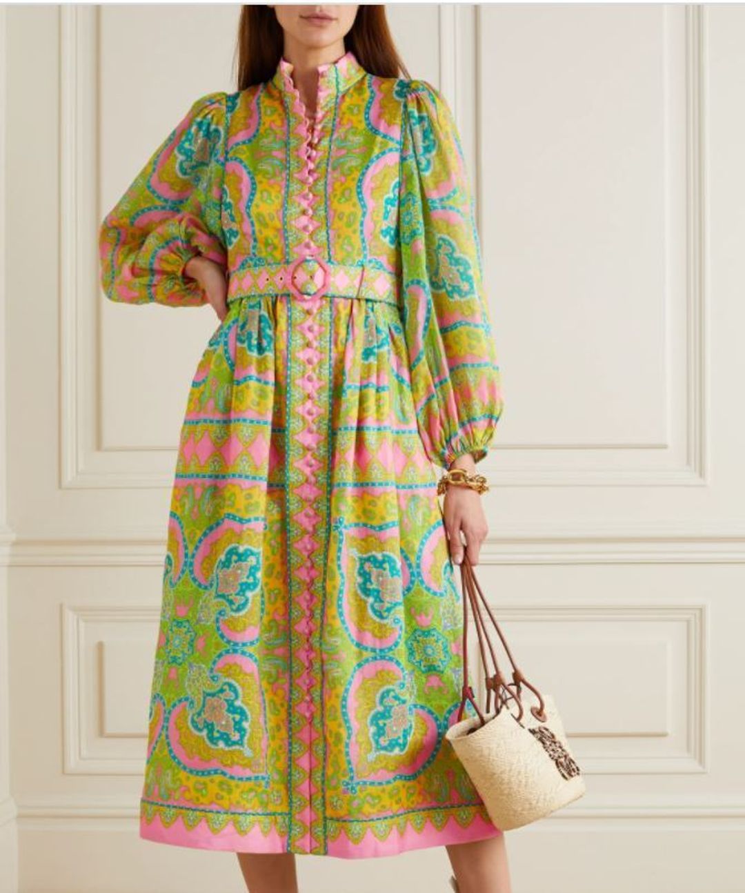 Zimmermann Estelle Buttoned Midi Dress Print Size 2/AU 12 for rent on The Volte - main image