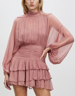 Shona Joy Olympia Long Sleeve Ruched Mini Dress Pink Size 12 for rent on The Volte - image 6