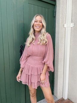 Shona Joy Olympia Long Sleeve Ruched Mini Dress Pink Size 12 for rent on The Volte - image 5