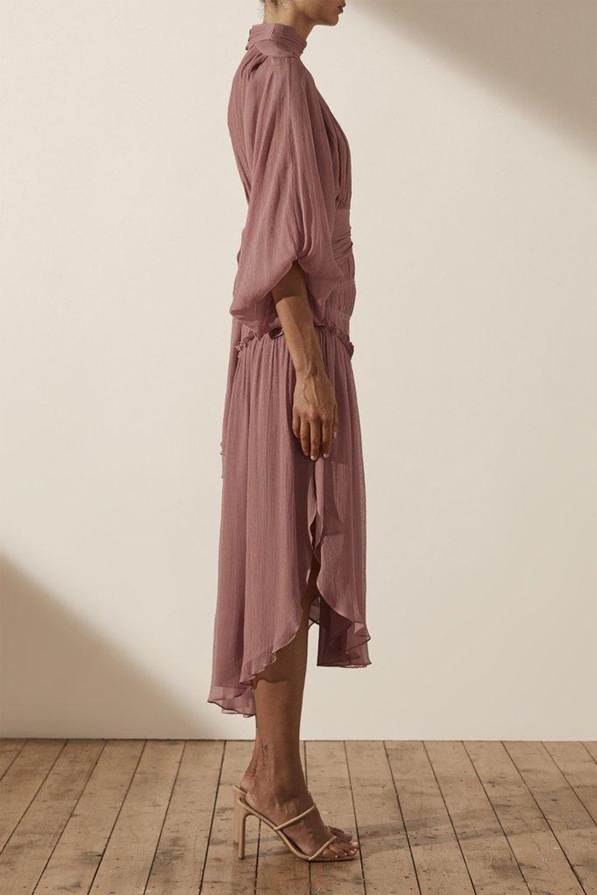 Shona Joy Olympia Long Sleeve Open Back Midi Dress Pink Size 8 - Image 5