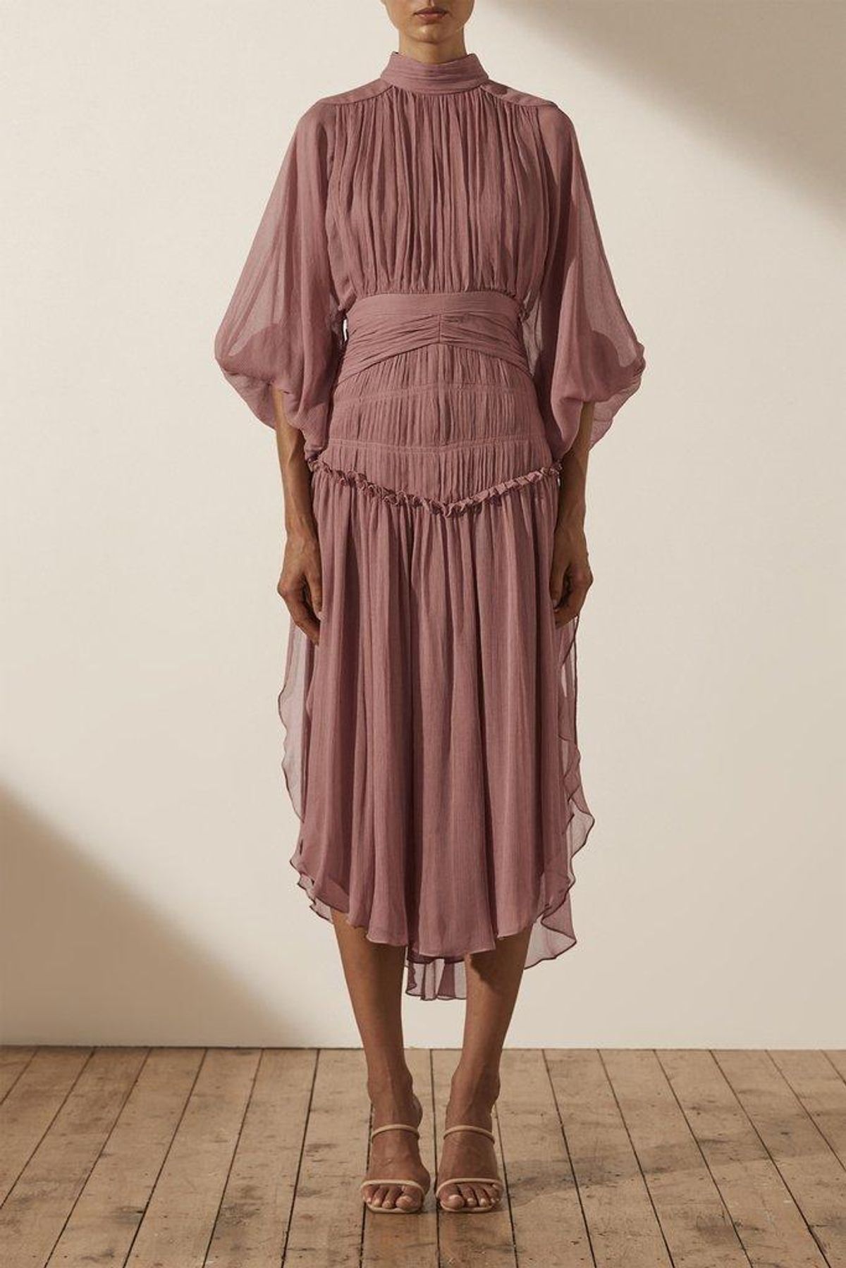Shona Joy Olympia Long Sleeve Open Back Midi Dress Pink Size 8 - Image 6
