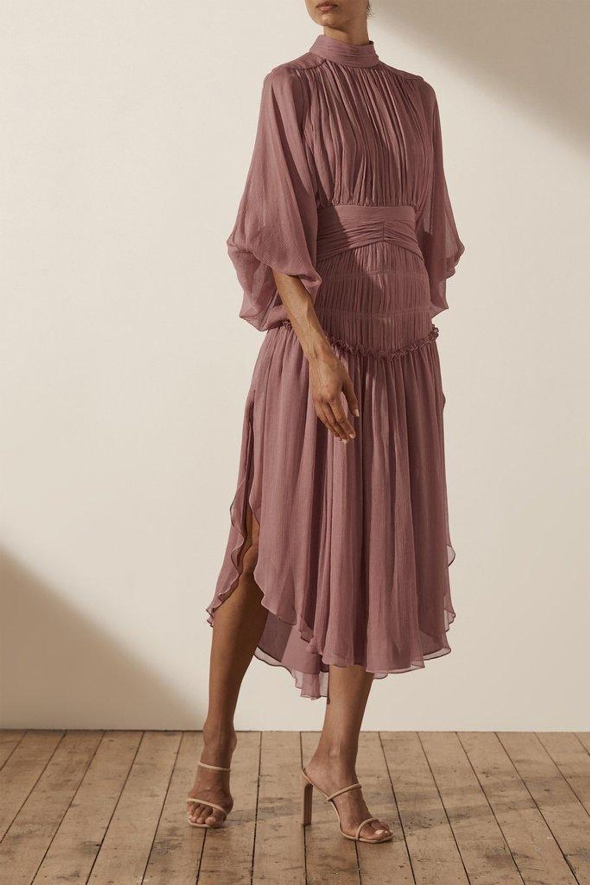 Shona Joy Olympia Long Sleeve Open Back Midi Dress Pink Size 8 - Image 4
