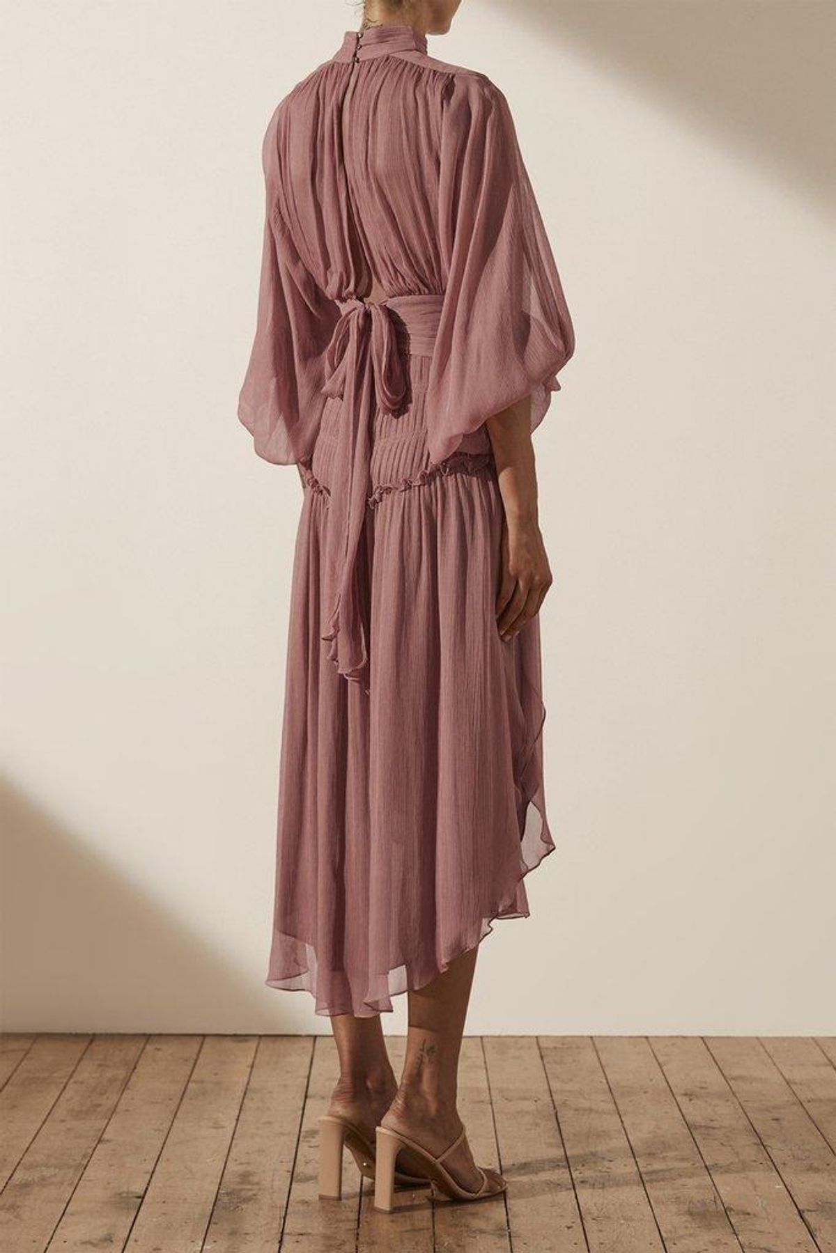 Shona Joy Olympia Long Sleeve Open Back Midi Dress Pink Size 8 - Image 2