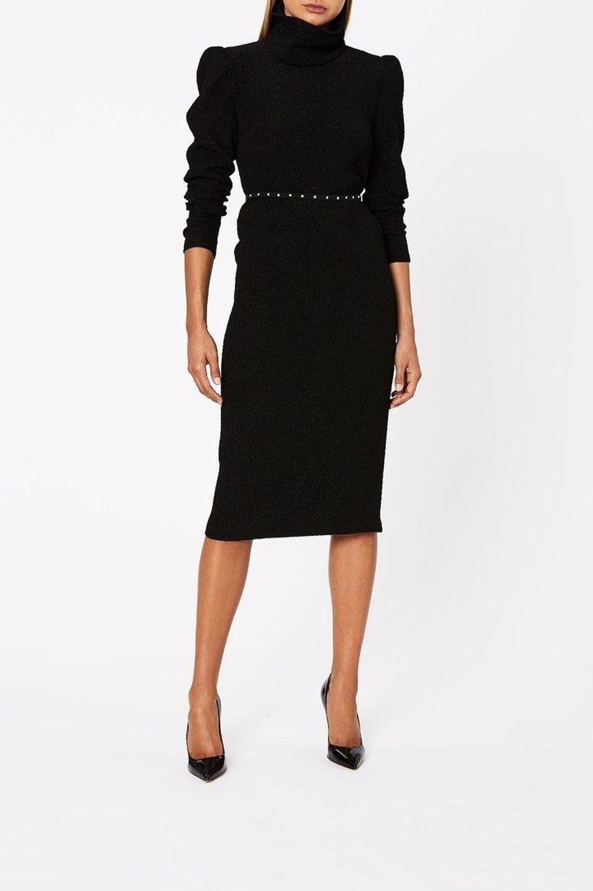 Scanlan Theodore Stretch Reptile Midi Dress Black Size 8 - Image 2