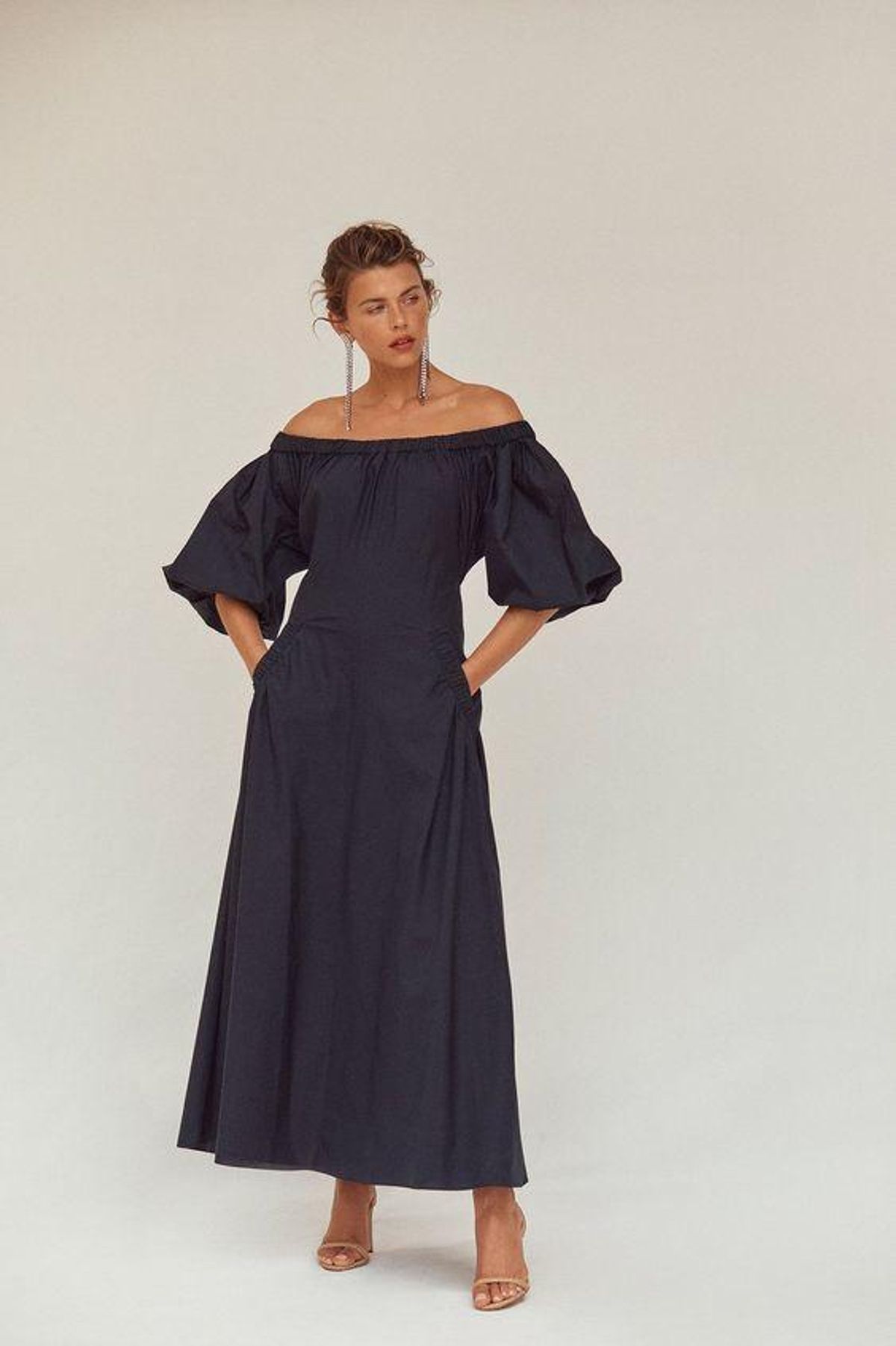 Scanlan Theodore Cotton Gathered Pocket Dress Navy Size 8 - Image 1